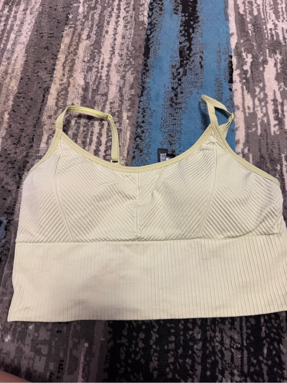 Pink Ribbed Sports Bralette - Light Green